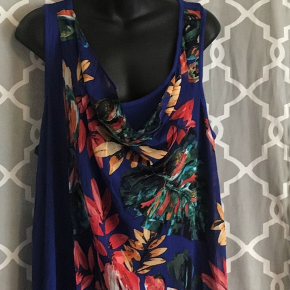 Spring Blue Palm-Printed Layered Tank Women’s 2X - Picture 8 of 8